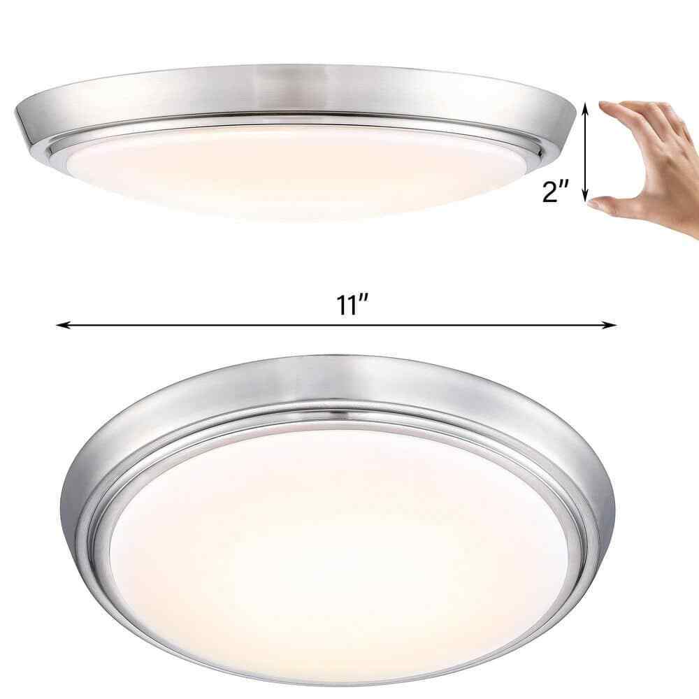Pia Ricco 1-Light Brushed Nickel Selectable LED Flush Mount Ceiling Light