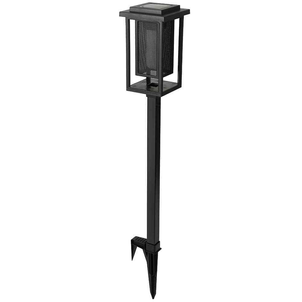 Hampton Bay Ambrose Solar Matte Black Integrated LED Modern Flicker Flame 2-Pack