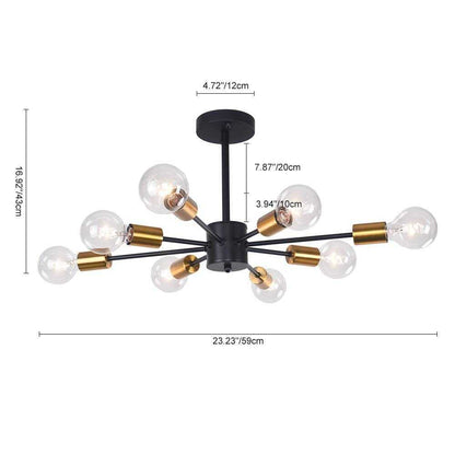 RRTYO Taraji 24.01 in. 8-Light Semi Black and Gold Semi-Flush Mount