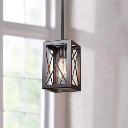 Home Decorators Harwood 60-Watt 1-Light Royal Bronze Mini-Pendant w/ Cage Shade
