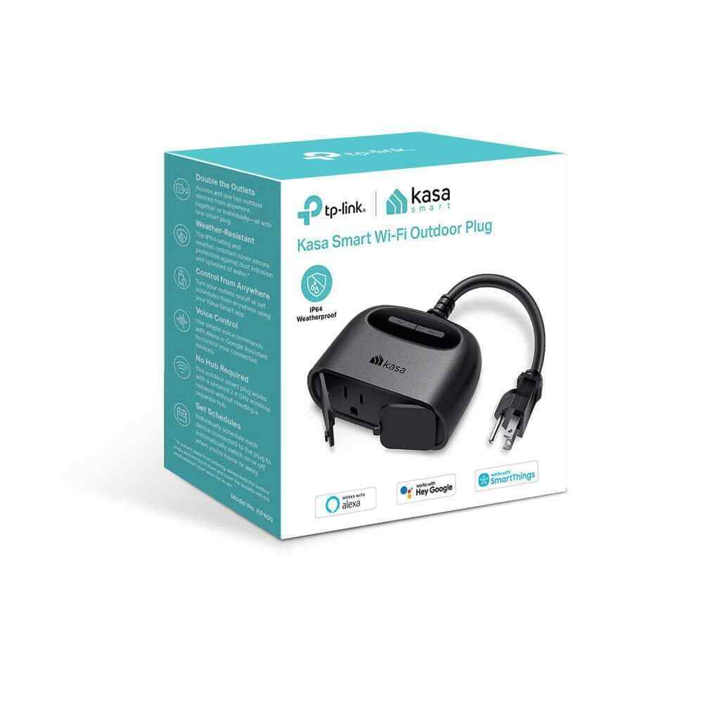 Kasa TP-Link Kasa Smart Home 2-Outlet Smart Outdoor Plug Black KP400