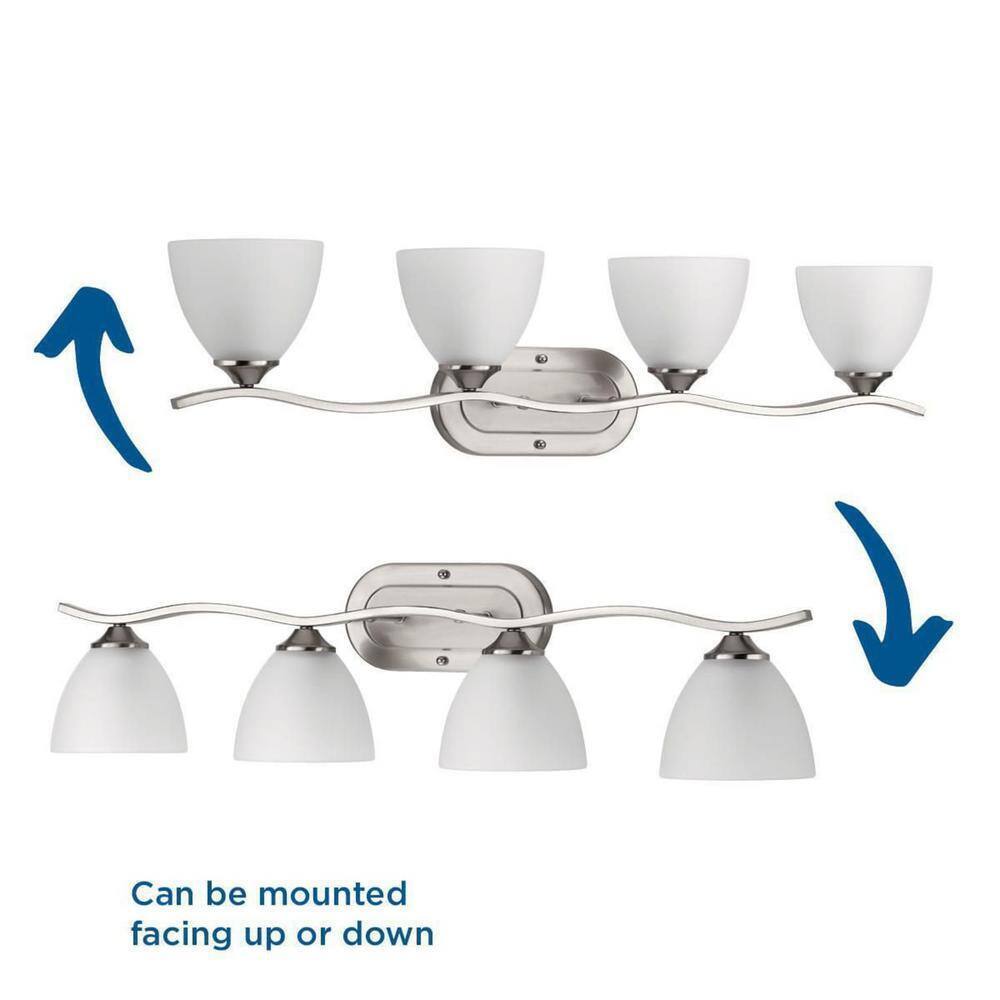 Progress Lighting Laird 4-Light Brushed Nickel Etched Glass Vanity Light