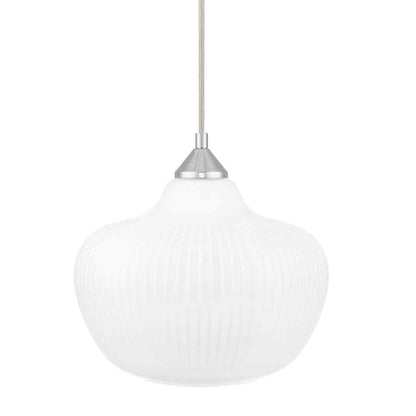 Home Decorators Pompton Chrome Light Fixture w/ White Ribbed Glass Globe Shade