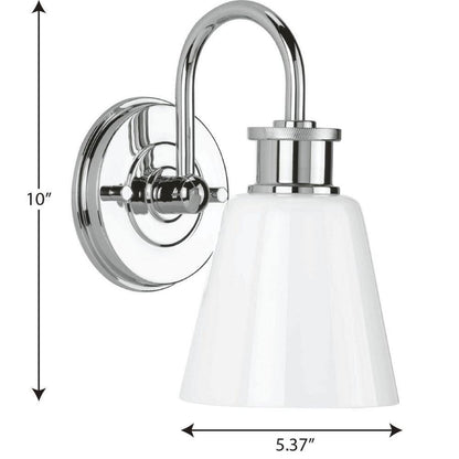 Progress Lighting Ashford Polished Chrome Opal Glass Farmhouse Wall Light