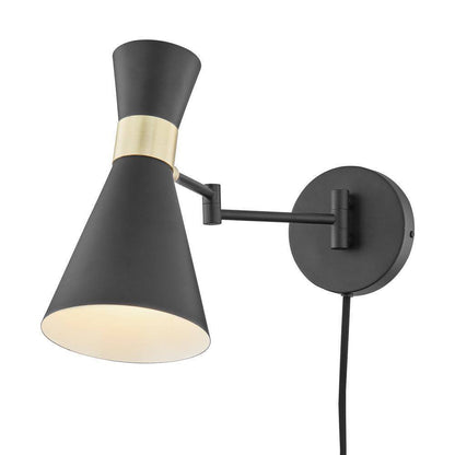 Light Society Beaker Plug-In Black Wall Sconce