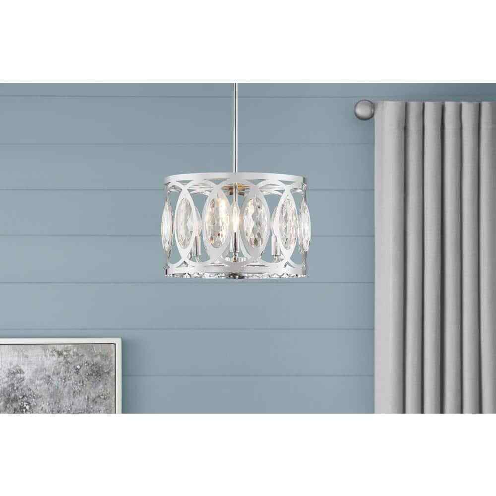Home Decorators Westchester 3-Light Chrome Semi-Flushmount/Pendant Convertible