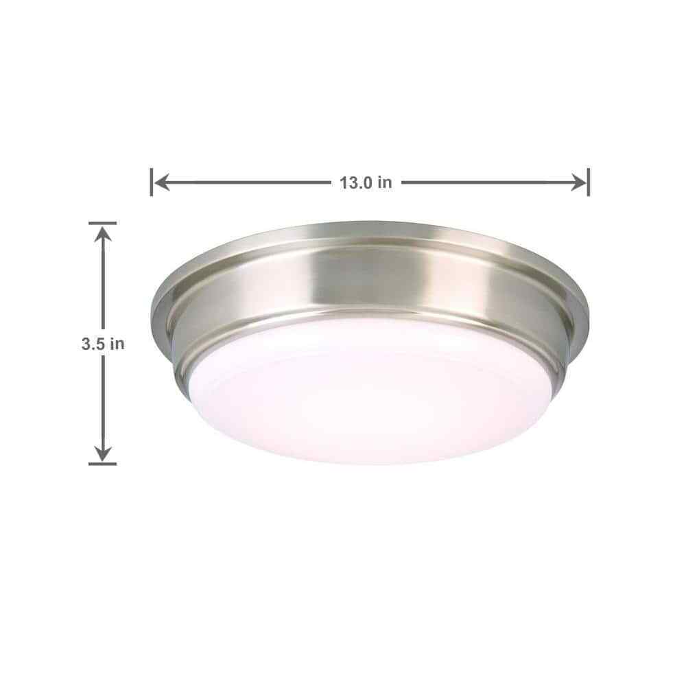 Hampton Bay Savannah 13 in. Brushed Nickel Selectable LED Flush Mount IKE8091L-5
