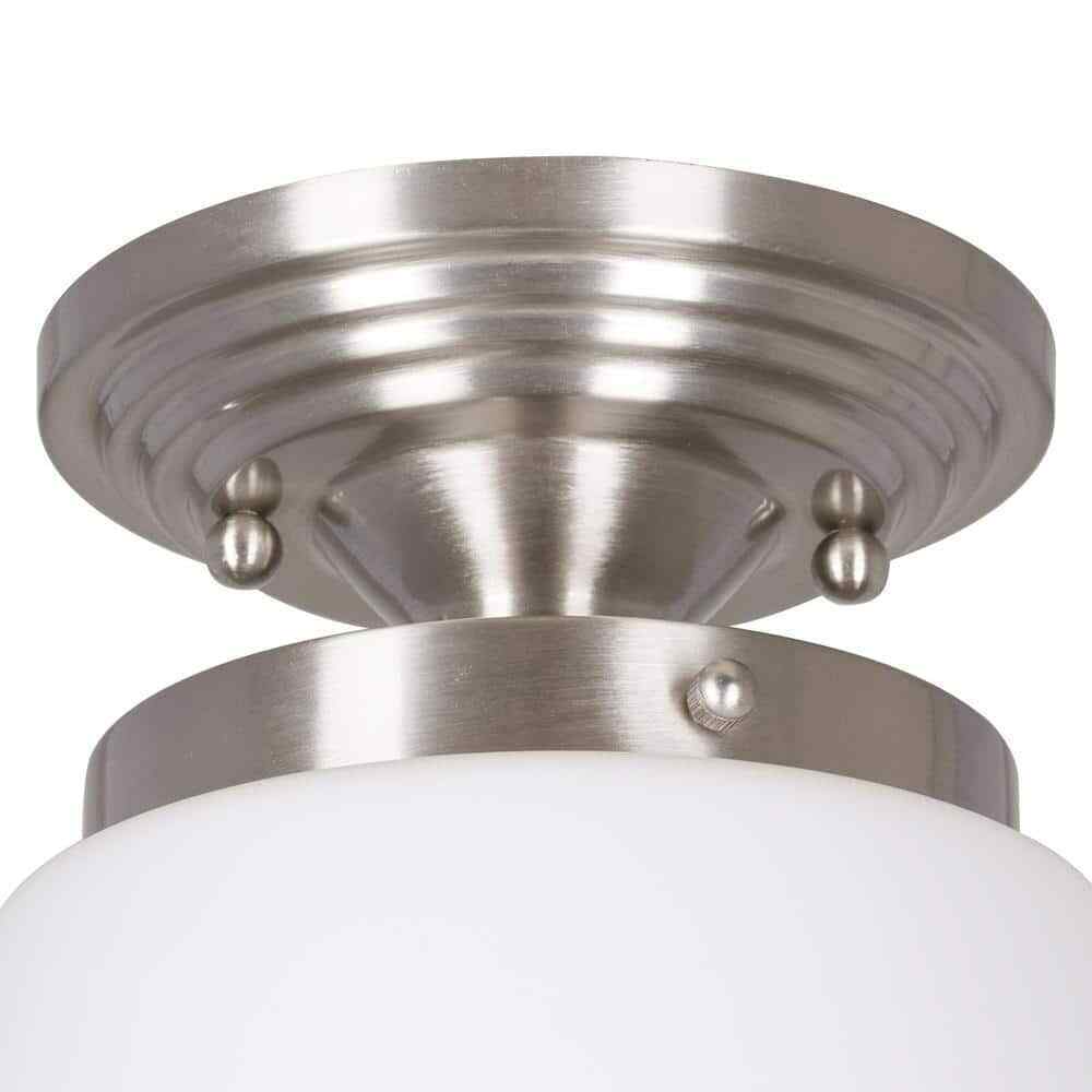 Cresswell LED 9.75 in. Brushed Nickel Vintage Inspired Semi Flush Mount