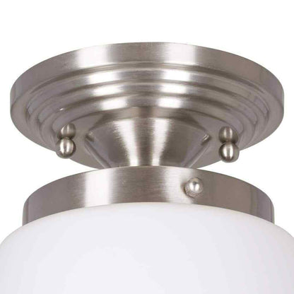 Cresswell LED 9.75 in. Brushed Nickel Vintage Inspired Semi Flush Mount
