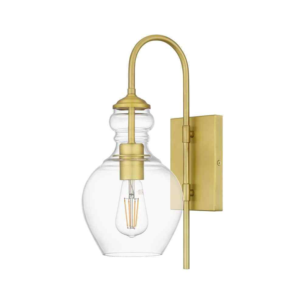 Home Decorators Collection Bakerston 1-Light Brushed Brass Wall Sconce