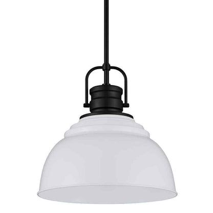 Home Decorators Shelston 13 in. Black and White Farmhouse Pendant Light Fixture