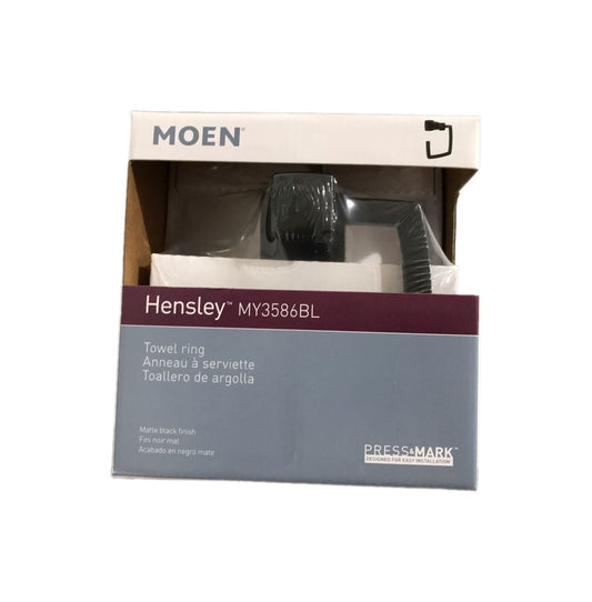 MOEN Hensley Towel Ring with Press and Mark in Matte Black MY3586BL
