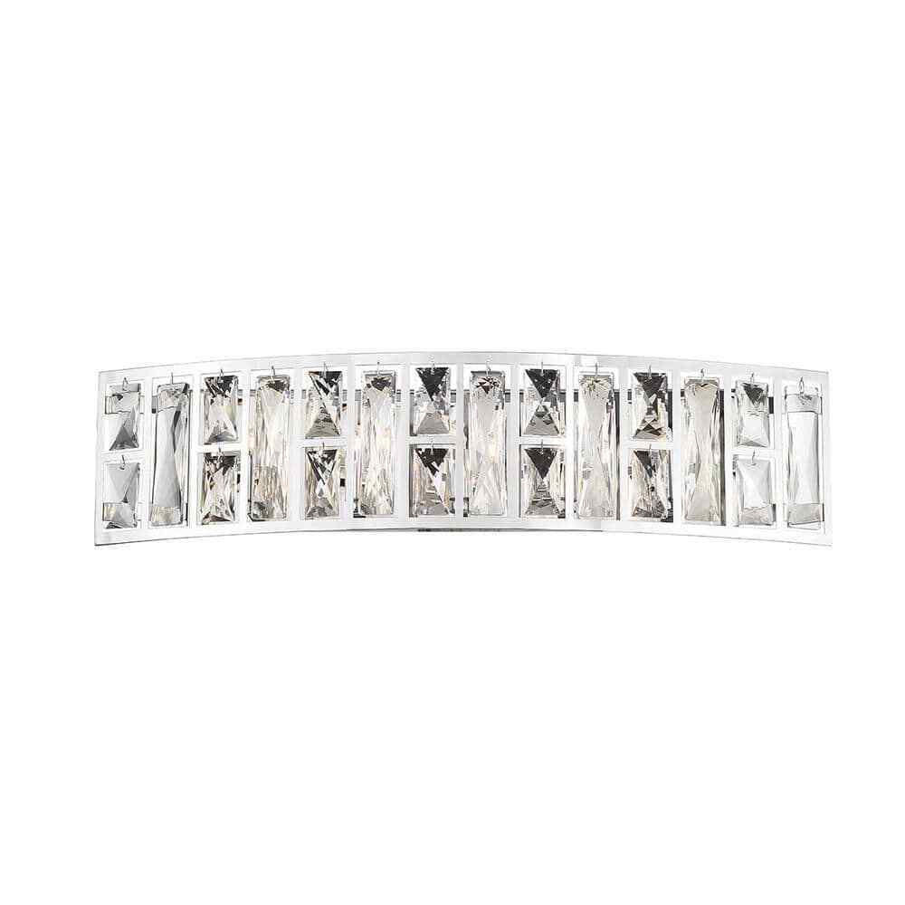 Home Decorators Kristella 24 in. 5-Light Chrome Vanity Light w/ Crystal Shade