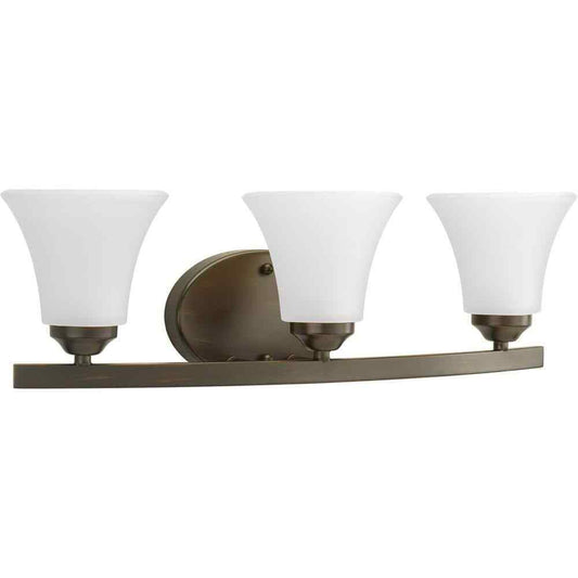 Progress Lighting Adorn 3-Light Antique Bronze Etched Glass Vanity Light