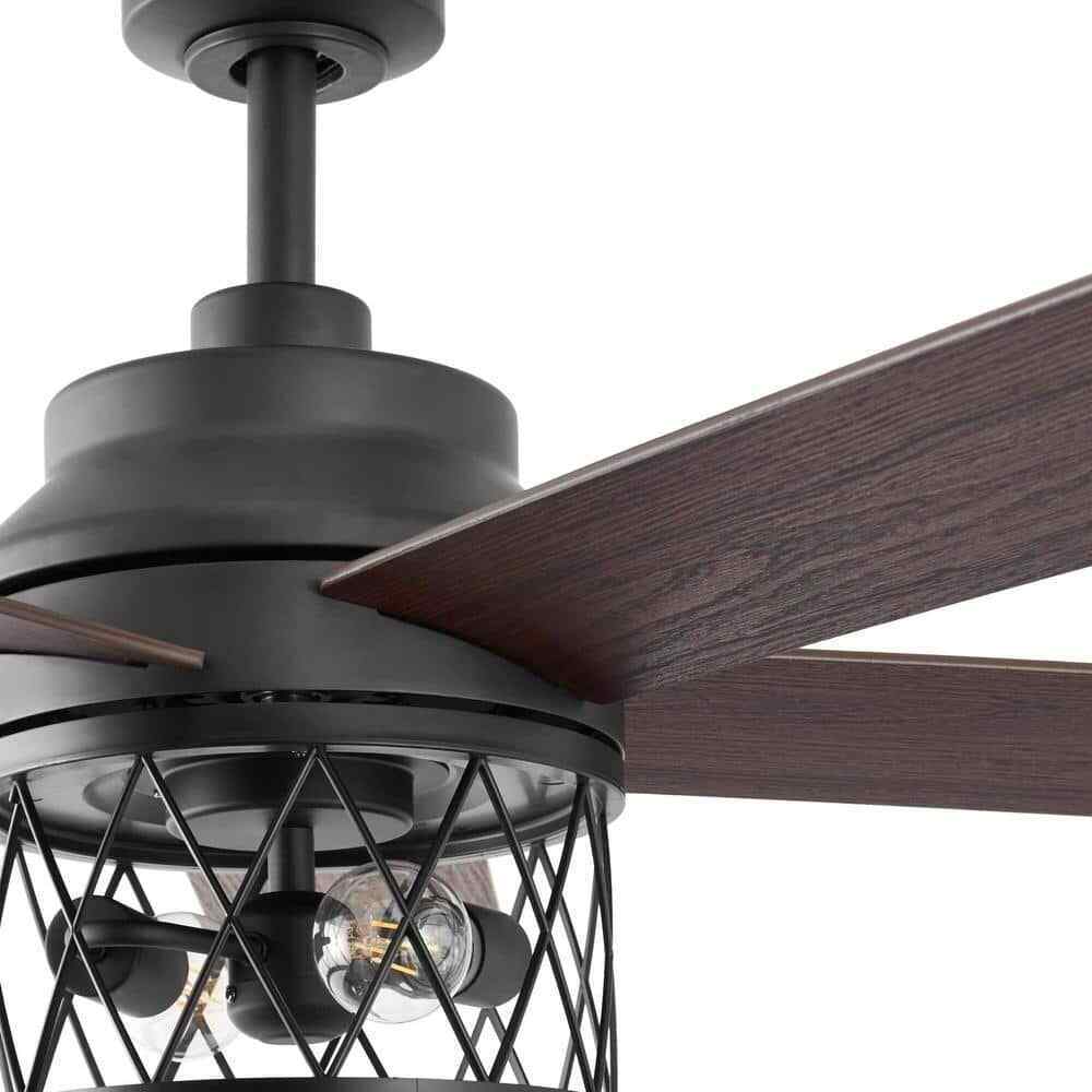Hampton Bay North Grove 52 in. Indoor LED Matte Black Dry Rated Ceiling Fan