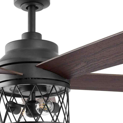 Hampton Bay North Grove 52 in. Indoor LED Matte Black Dry Rated Ceiling Fan