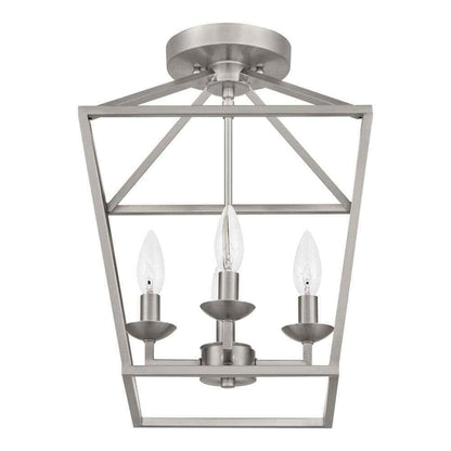 Home Decorators Weyburn 16.5 in. 4-Light Brushed Nickel Semi-Flush Ceiling Light