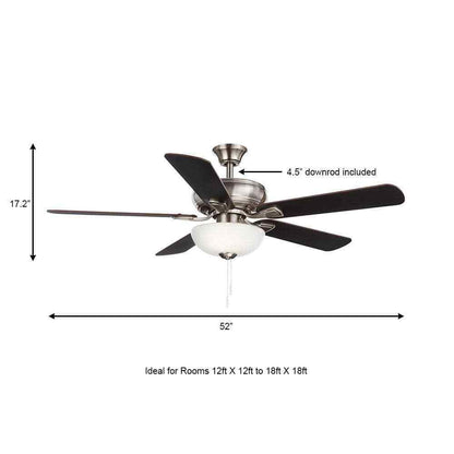 Hampton Bay Rothley II 52 in. Indoor LED Brushed Nickel Ceiling Fan w/ Light Kit