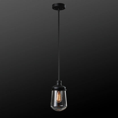 Globe Electric Abraham 1-Light Matte Black Pendant Light with Clear Glass Shade