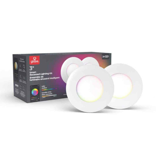Globe Electric Wi-Fi Smart 3 in. Ultra Slim LED Recessed Lighting Kit 2-Pack