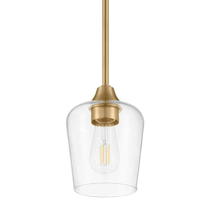 Hampton Bay Pavlen 5.5 in. Antique Brass Mini Pendant w/ Clear Glass Shade