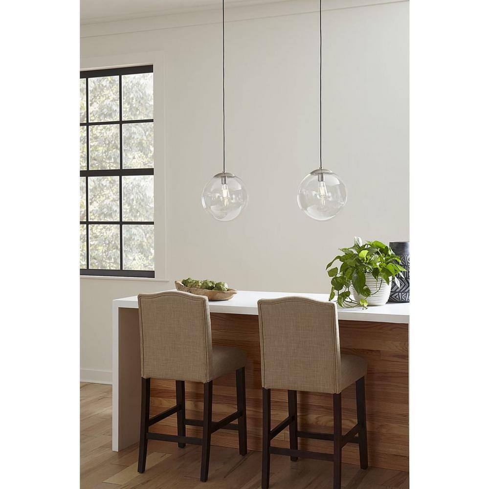 Progress Lighting Atwell Brushed Nickel Clear Glass Globe Pendant Hanging Light