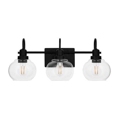 Home Decorators Halyn 23 in. 3-Light Matte Black Bathroom Vanity Light