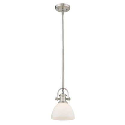 Golden Lighting Hines 1-Light Pewter Mini Pendant with Opal Glass 3118-M1L PW-OP