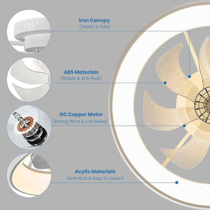 ANTOINE 20 in. LED Indoor White Bladeless App Control Low Profile Ceiling Fan