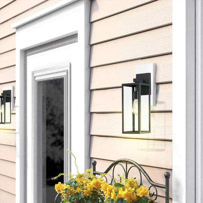 Hukoro Martin 17.25 in. Matte Black Finish Outdoor Wall Lantern Sconce 2-Pack