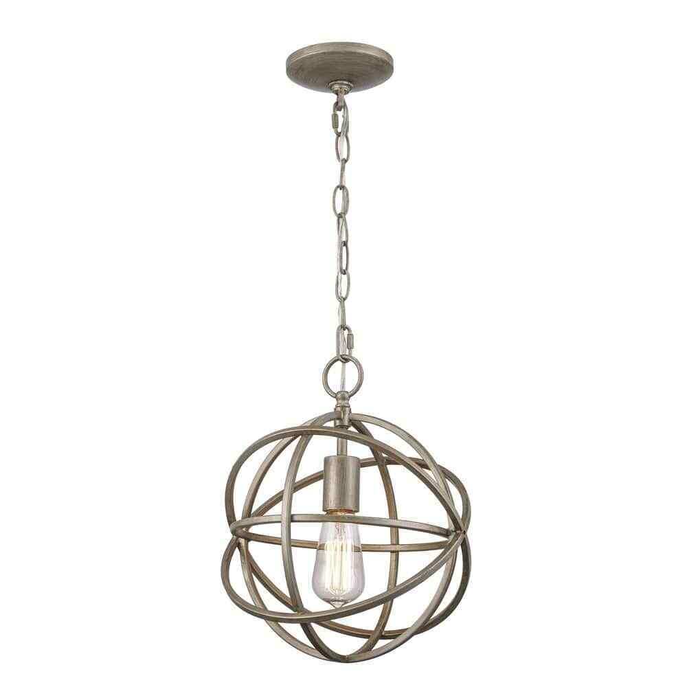 Home Decorators Sarolta Sands Silver Leaf Mini Pendant Light Fixture Caged Orb