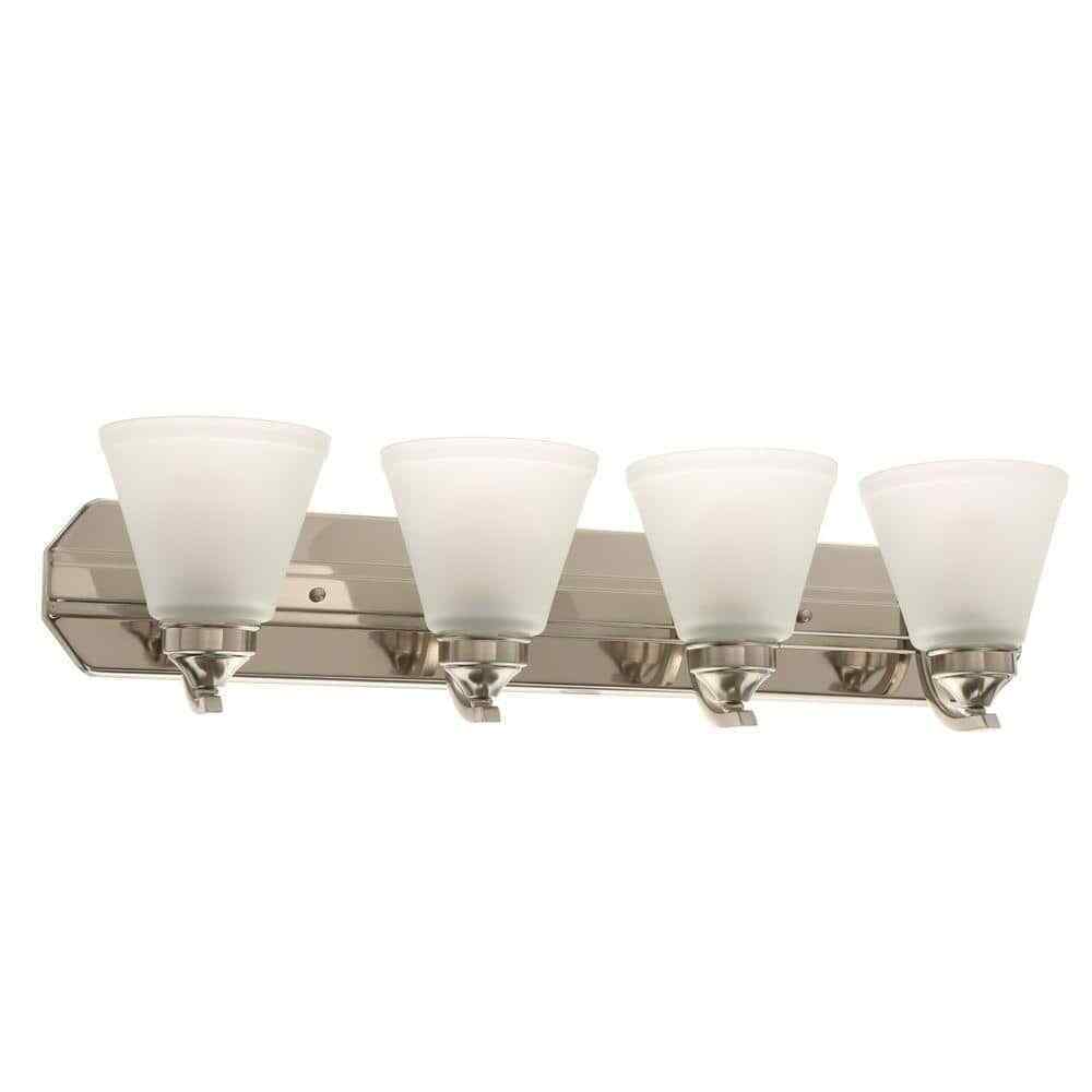 Hampton Bay Tavish 30 in. Brushed Bathroom Vanity Light w/ Frosted Glass Shade