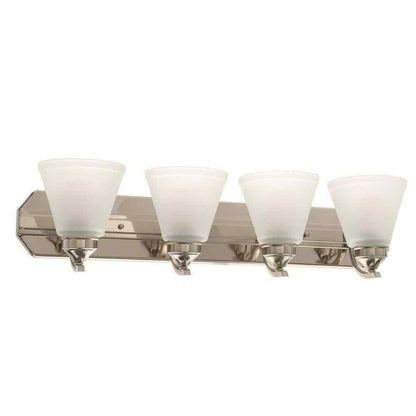 Hampton Bay Tavish 30 in. Brushed Bathroom Vanity Light w/ Frosted Glass Shade