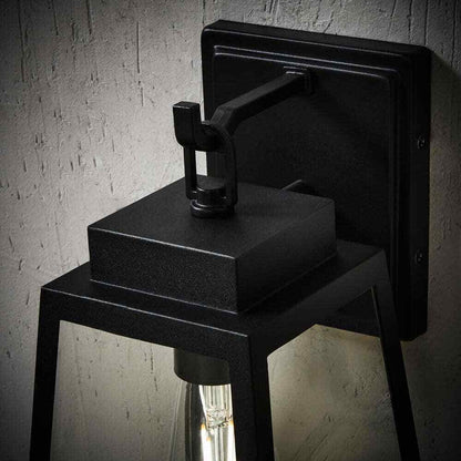 Hampton Bay Corbin Medium 13 in. Modern Black Outdoor Wall Lantern Sconce