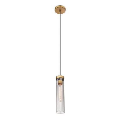 Beau 1-Light Rubbed Brass Pendant Light with Glass Shade 740P-RB