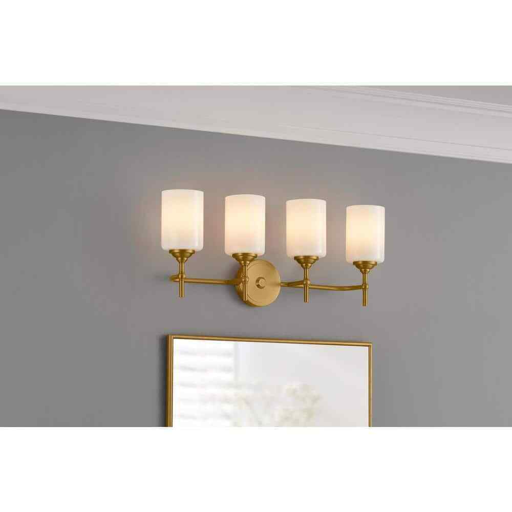 Home Decorators Ayelen 4-Light Matte Brass Modern Bathroom Vanity Light