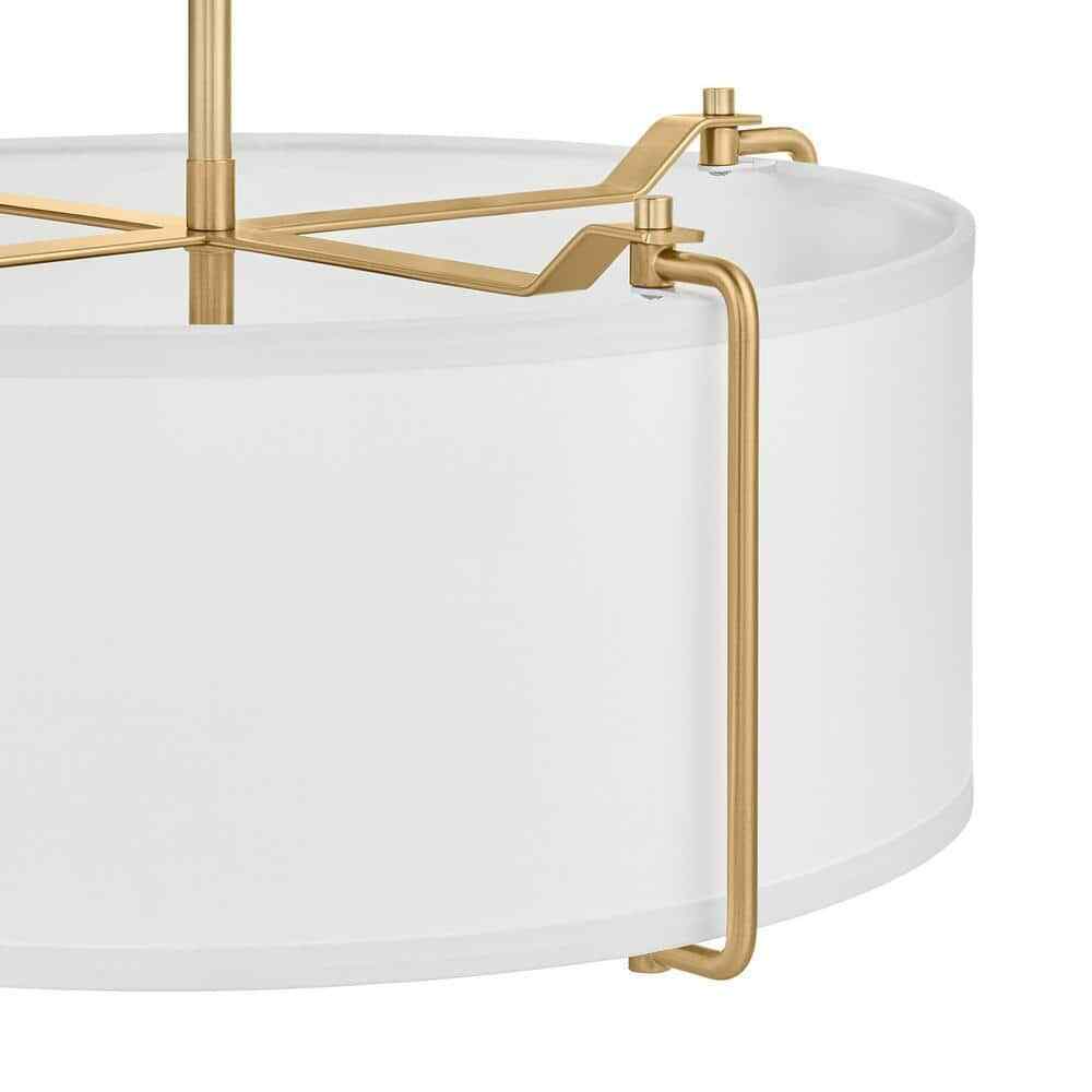 Home Decorators Brookley 4-Light Brushed Gold Pendant w/ White Fabric Shade