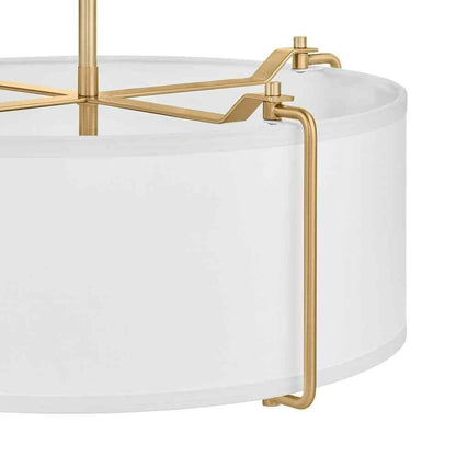 Home Decorators Brookley 4-Light Brushed Gold Pendant w/ White Fabric Shade