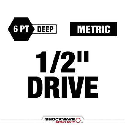 Milwaukee SHOCKWAVE 1/2 in. Drive Metric 6 Point Impact Socket Set 29-Piece