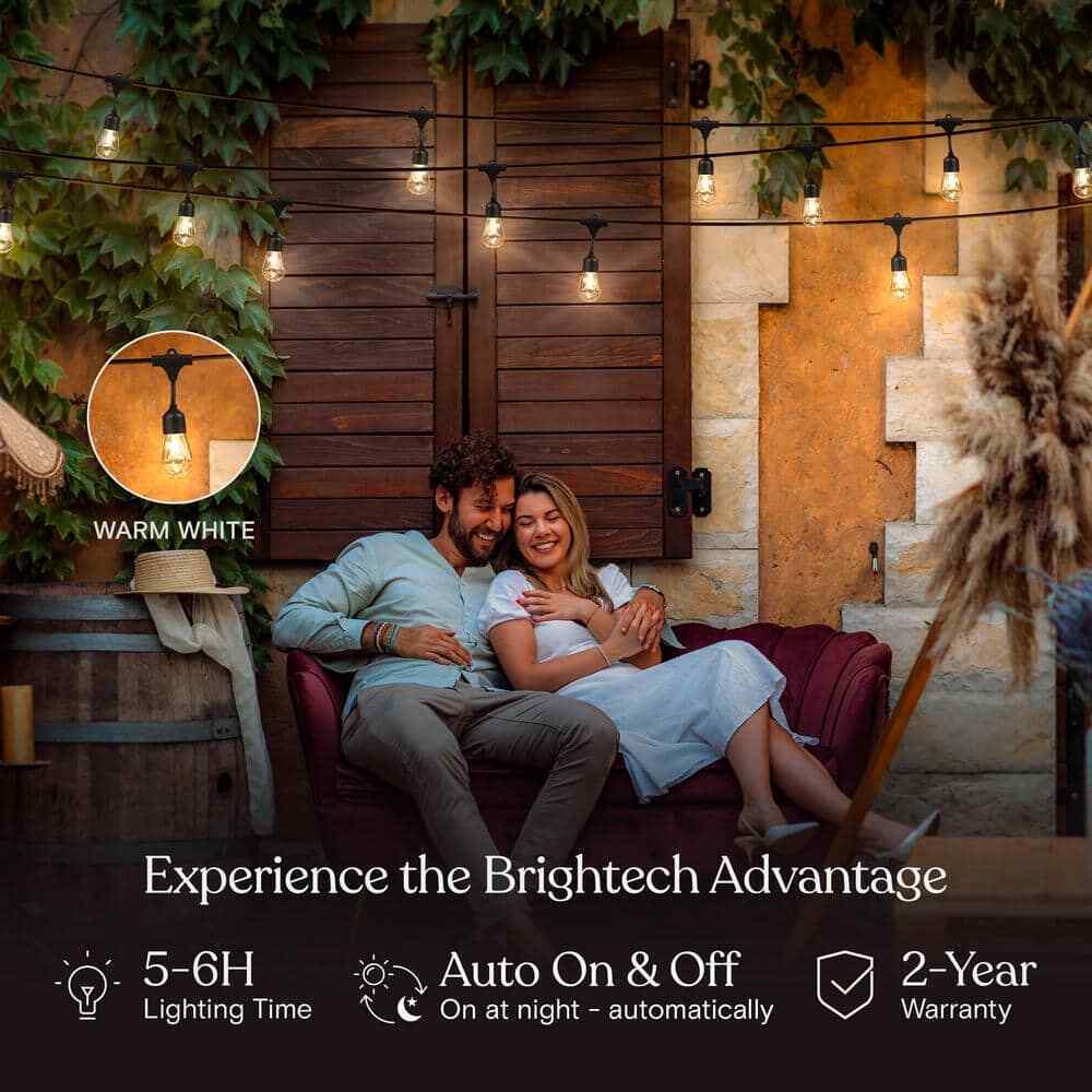Brightech Ambience Pro 15-Light 48' Solar 1W 2700k LED S14 Hanging String-Light