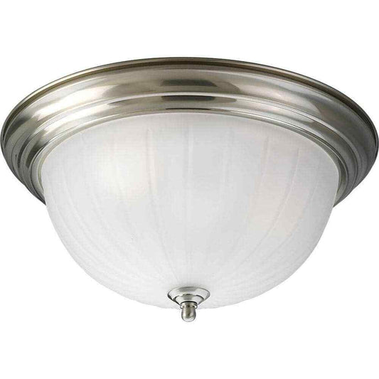 Progress Lighting Melon Glass Collection 3-Light Brushed Nickel Flush Mount