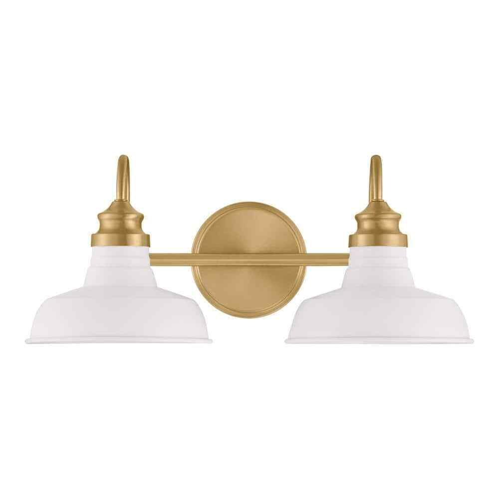 Hampton Bay Elmcroft Brushed Gold Farmhouse Bath Vanity Light w/ Metal Shades