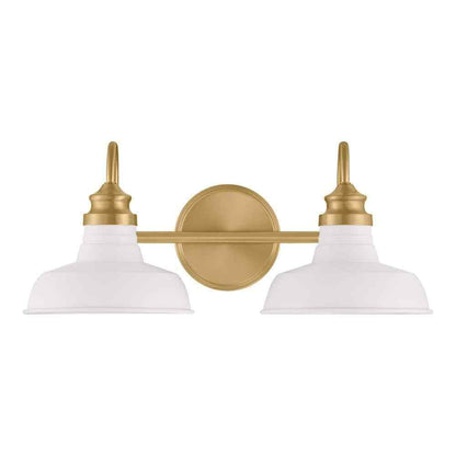 Hampton Bay Elmcroft Brushed Gold Farmhouse Bath Vanity Light w/ Metal Shades