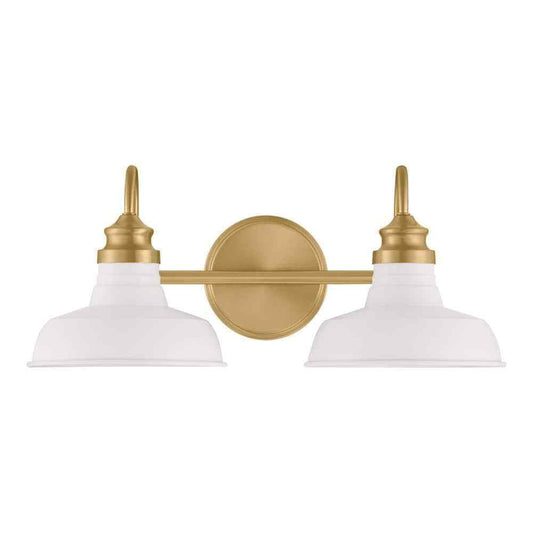 Hampton Bay Elmcroft Brushed Gold Farmhouse Bath Vanity Light w/ Metal Shades