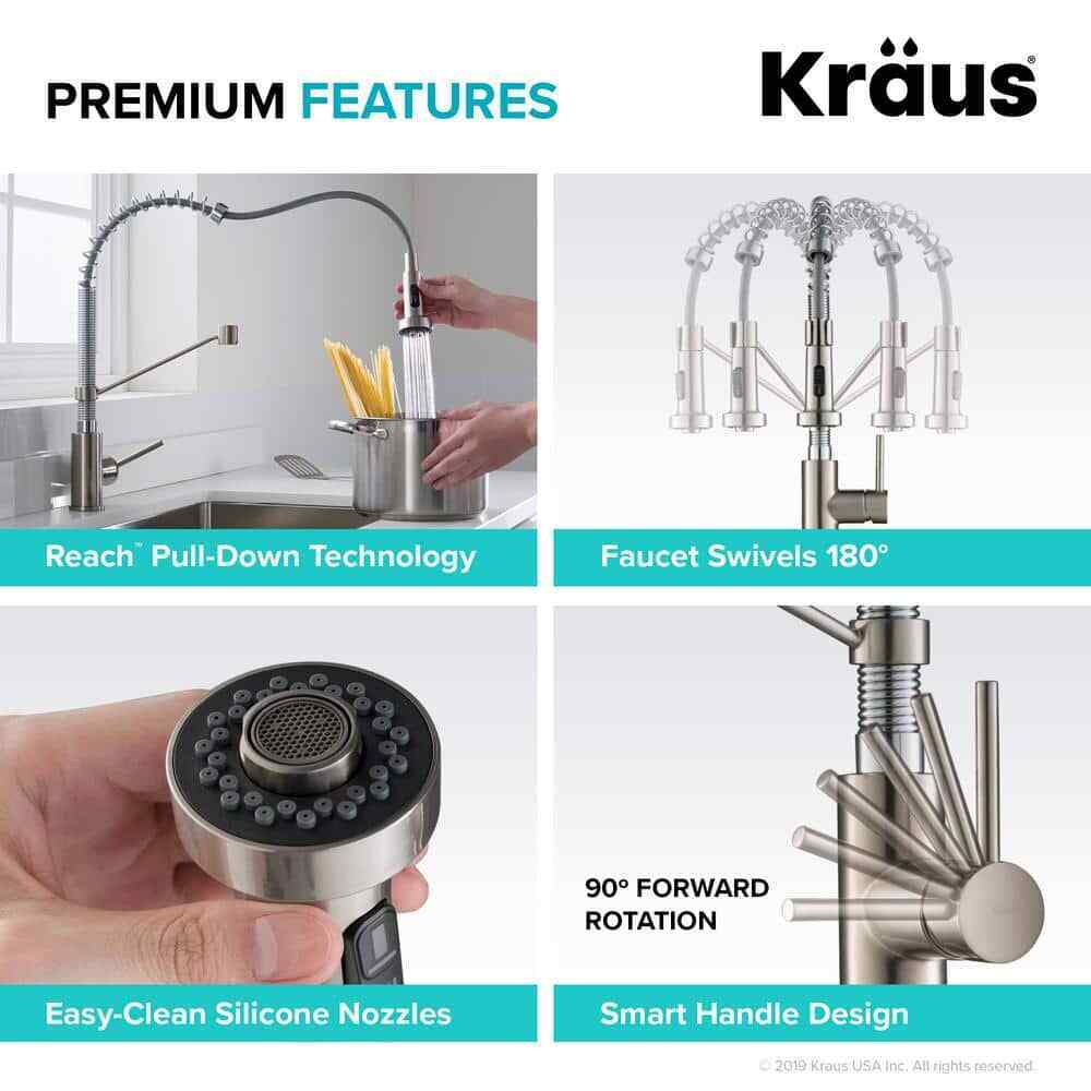 KRAUS Bolden Pull Down Sprayer Kitchen Faucet w/ Dual Function Sprayhead