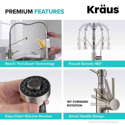 KRAUS Bolden Pull Down Sprayer Kitchen Faucet w/ Dual Function Sprayhead