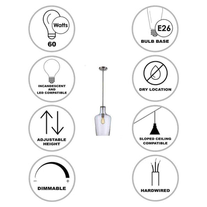 Bel Air Lighting 1-Light Brushed Nickel Hanging Kitchen Pendant Light