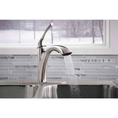 KOHLER Mistos Single-Handle Pull-Out Sprayer Kitchen Faucet In Stainless Steel