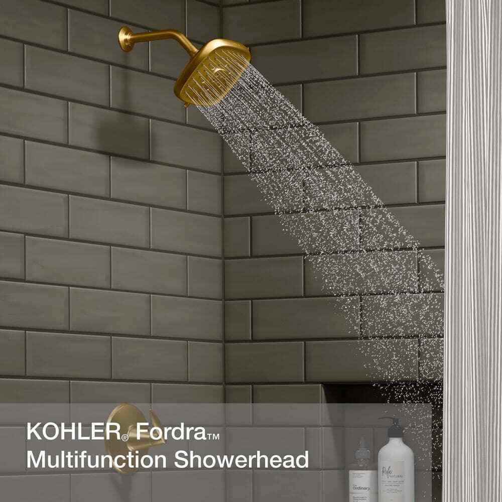 KOHLER Fordra Wall Mount Fixed Shower Head in Vibrant Brushed Moderne Brass