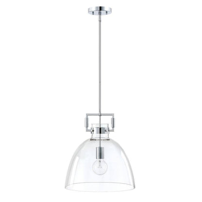 Nathan James Leigh Chrome Indoor Ceiling Hanging Pendant Light w/ Clear Glass
